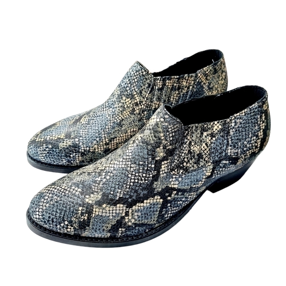 Skechers Shooties Womens 7.5 Snakeskin Print Cowboy Boot Western Ankle Booties